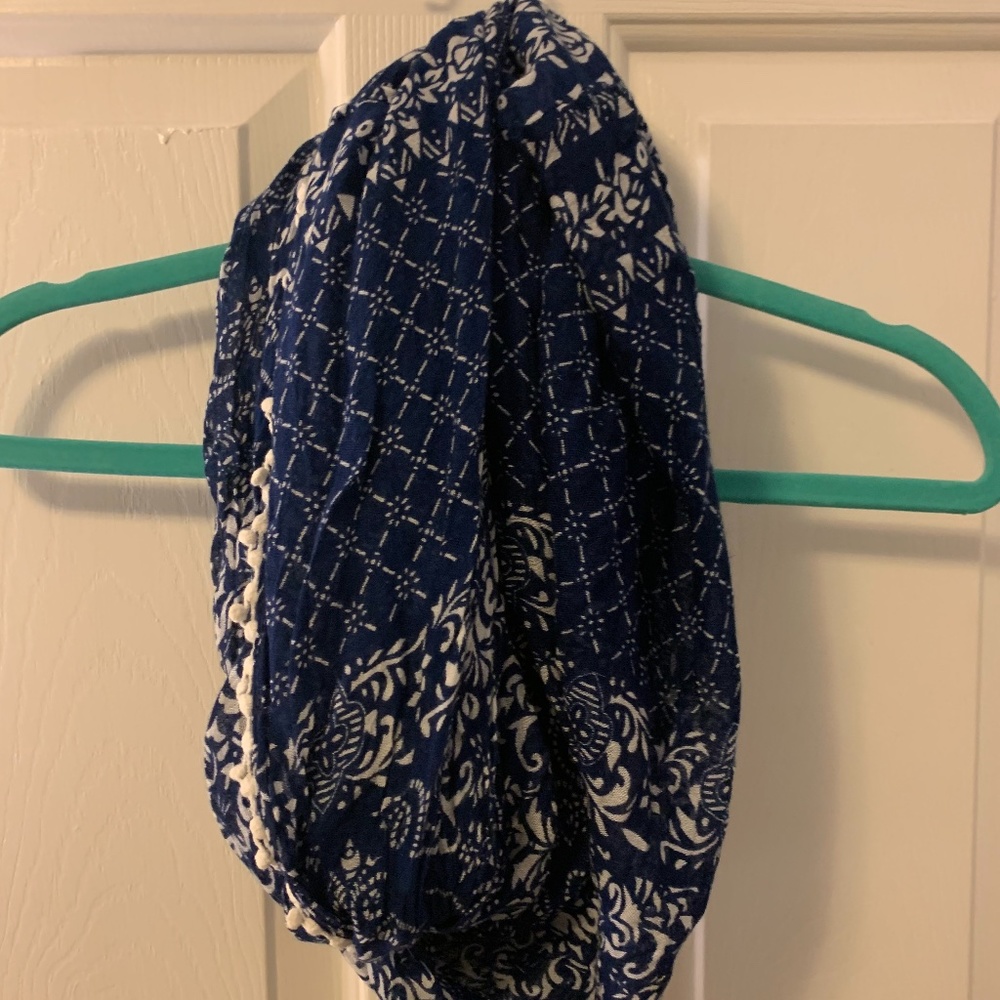 Navy and White Lace Scarf